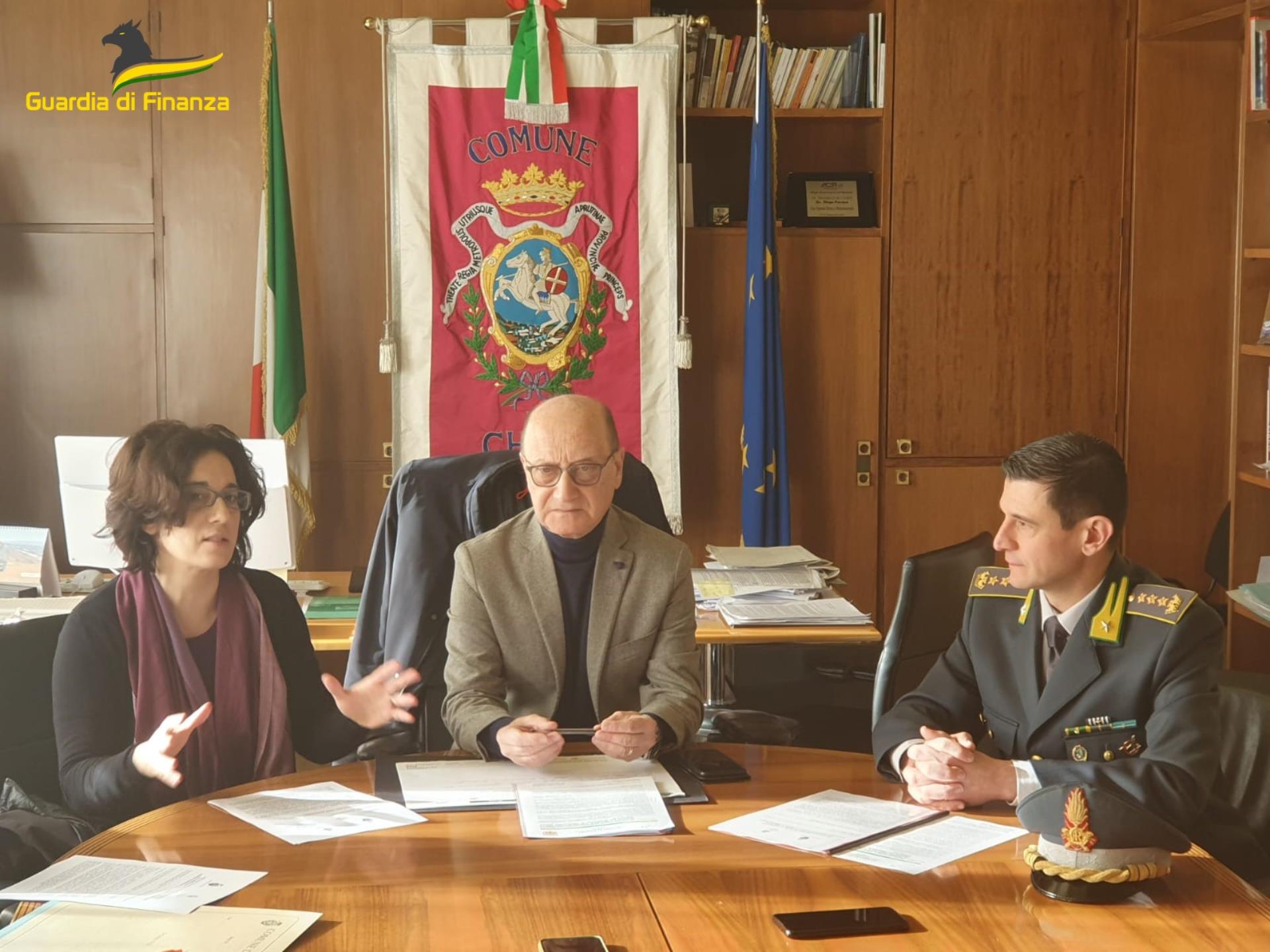 Guardia di Finanza Chieti, protocollo tra Comando provinciale e Comune per verifica beneficiari di prestazioni sociali agevolate