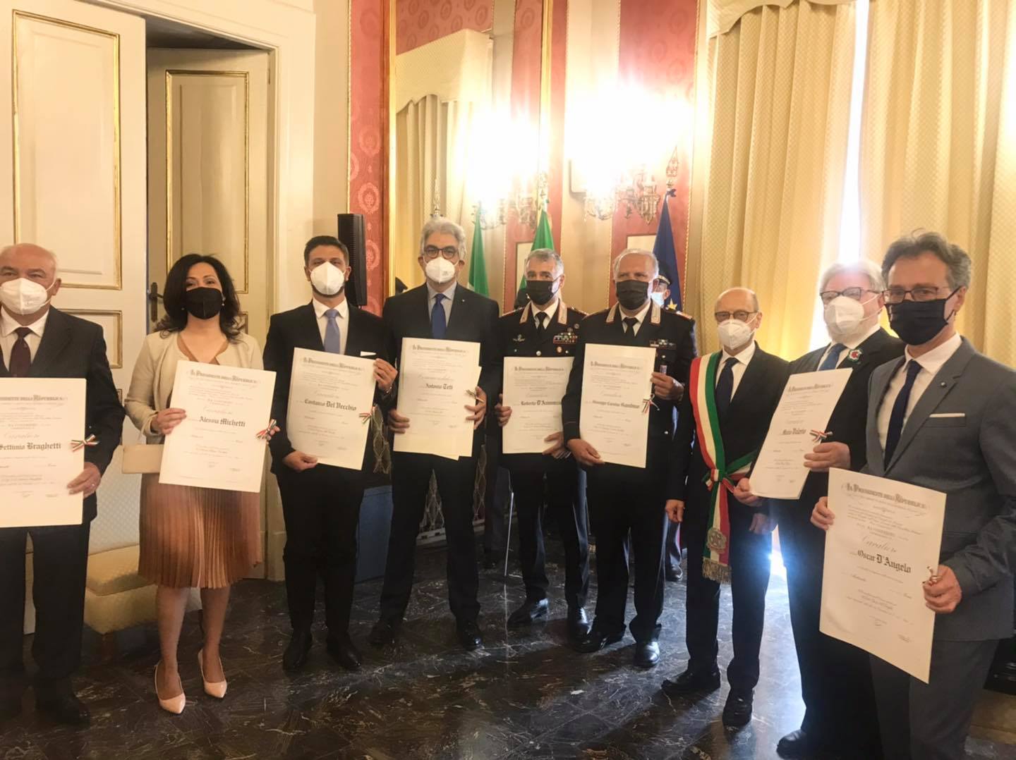 Cerimonia in Prefettura a Chieti per il conferimento degli Onori al merito della Repubblica