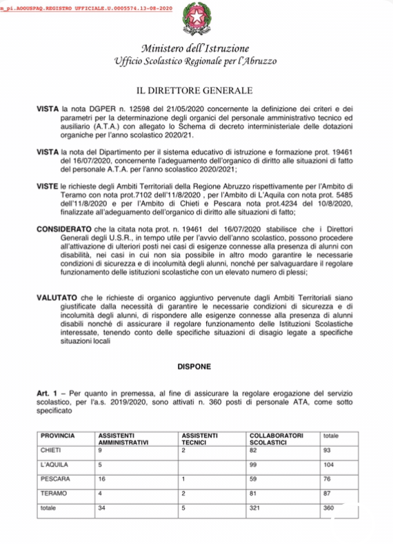 Scuola Abruzzo, boom del precariato, Cisl denuncia: di 1165 assunzioni a tempo indeterminato al massimo sarà possibile farne solo 631