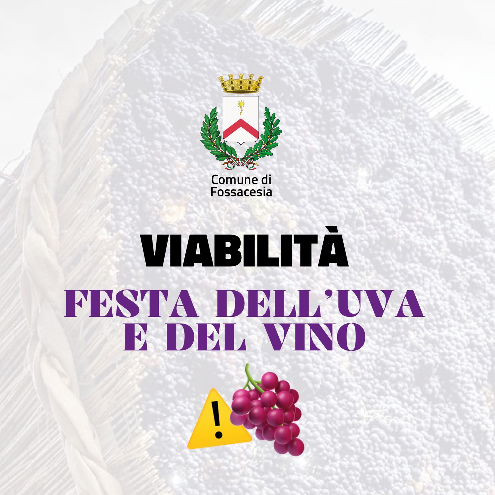 Festa dell'Uva e del Vino del 6 Ottobre 2024 a Fossacesia, modifiche alla viabilità e bus navetta