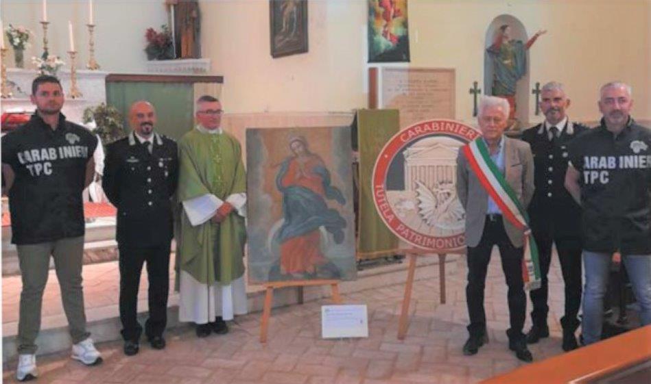 L'Aquila, un dipinto del XVIII secolo raffigurante l'Immacolata Concezione restituito dopo trent'anni dai Carabinieri per la Tutela del Patrimonio Culturale