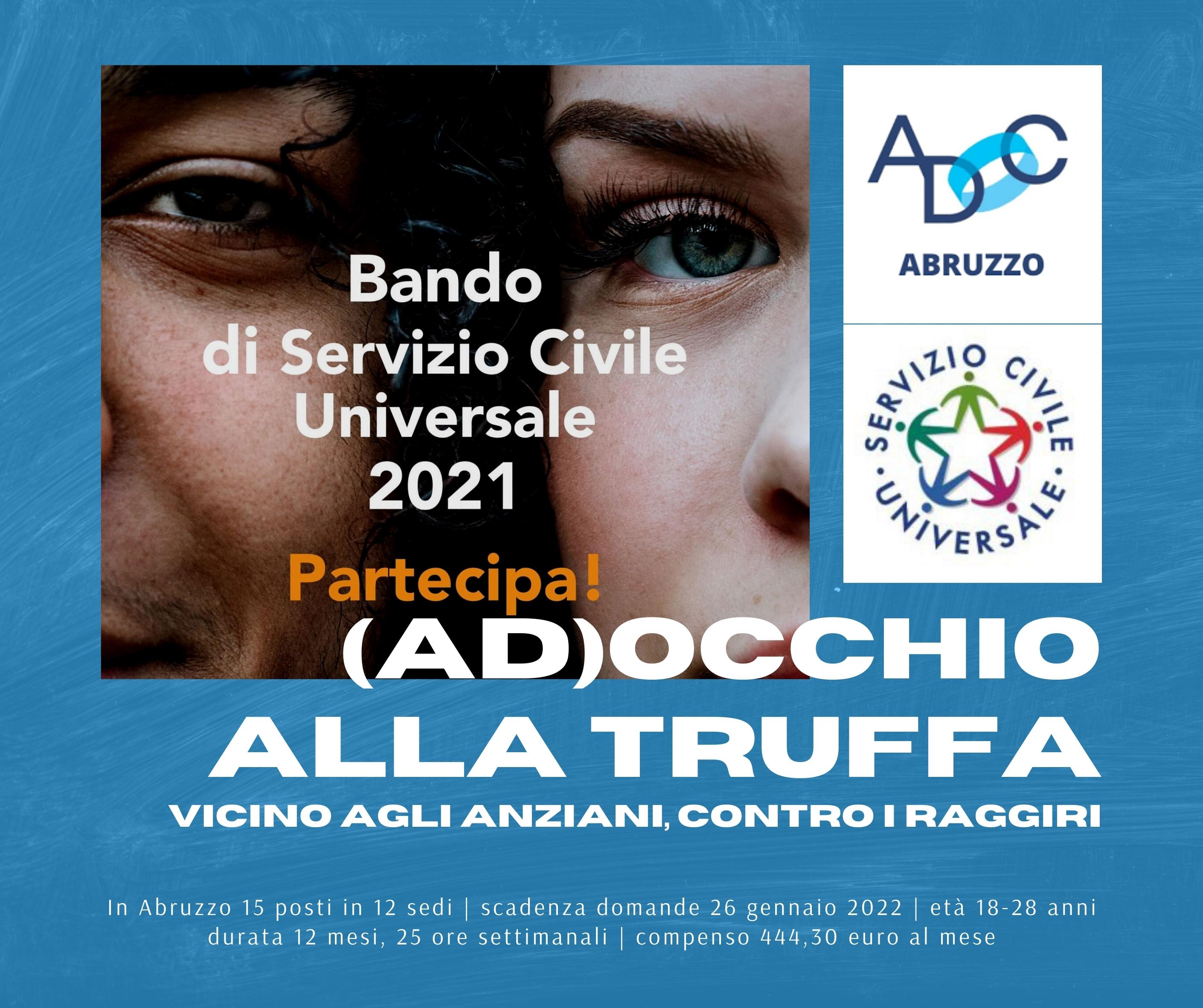 Servizio civile, progetto dell'Adoc Abruzzo: 15 volontari contro le truffe agli anziani