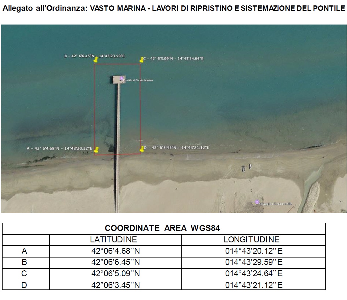 Vasto Marina, al via i lavori di ripristino del pontile: divieti e misure di sicurezza