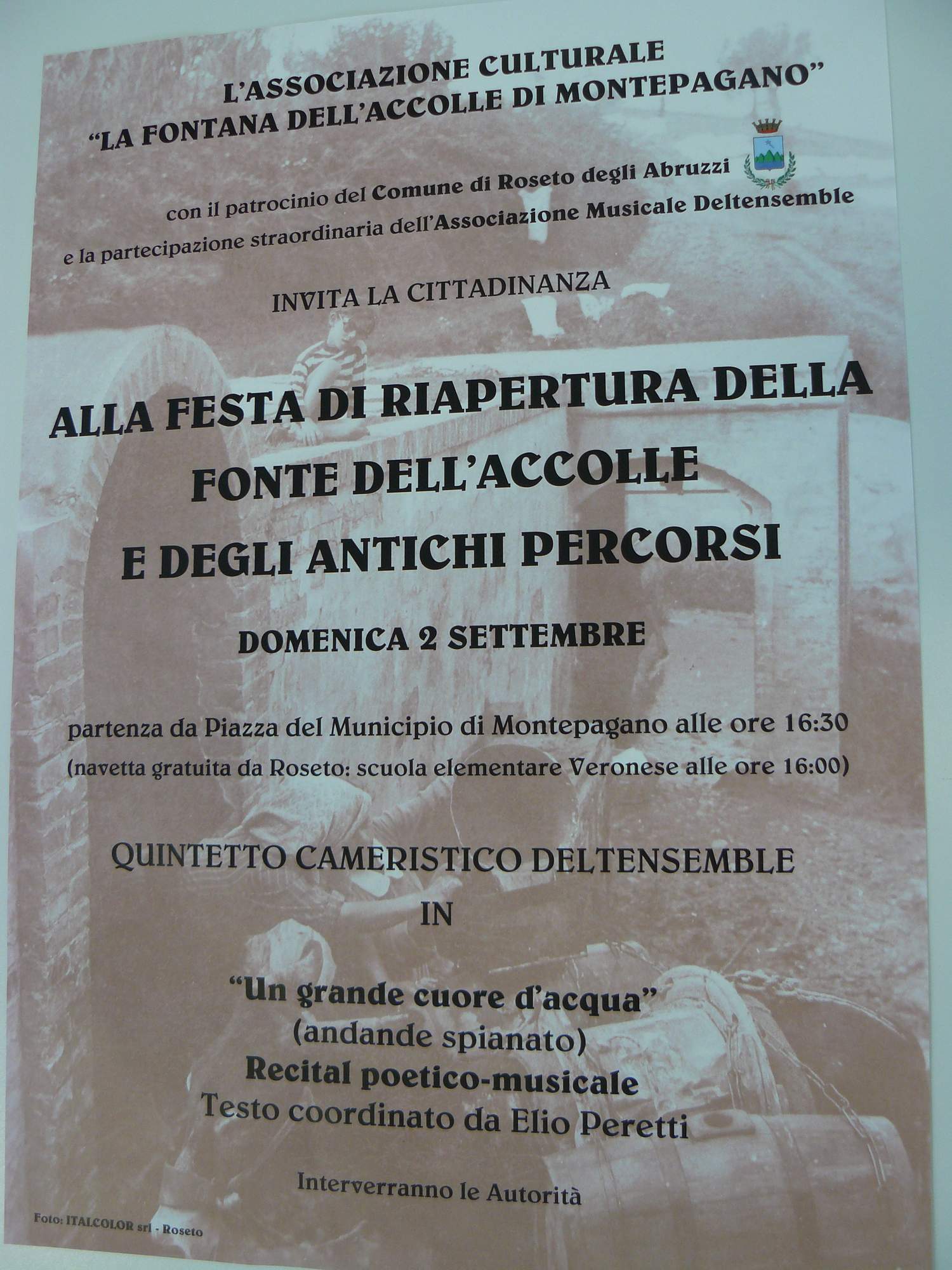 ROSETO: FESTA PER LA RIAPERTURA DELLA FONTE DELL'ACCOLLE