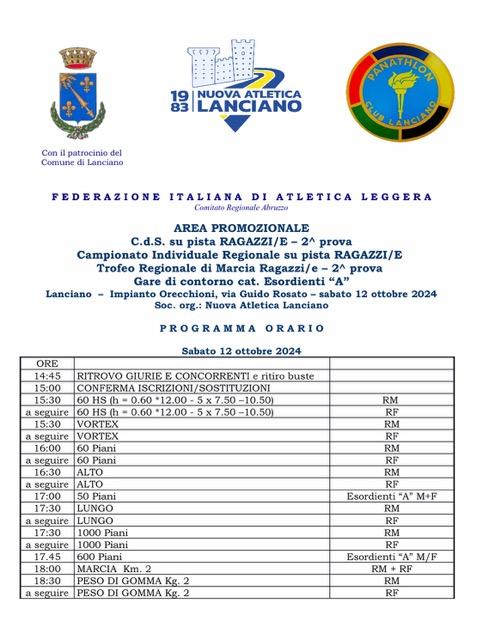 Atletica: a Lanciano torna una gara regionale dopo quattro anni