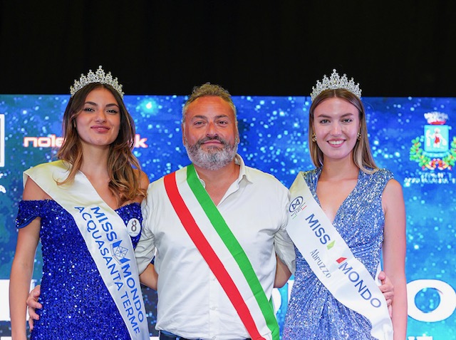 Due Abruzzesi sul podio di Miss Mondo ad Acquasanta Terme, Fabiana Gargarella di Lanciano e Sophia Galasso di Francavilla