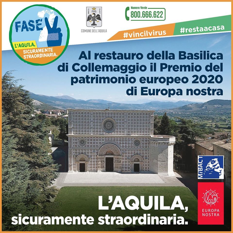 L'Aquila, il restauro della Basilica di Collemaggio vince il Premio Patrimonio Europeo del 2020