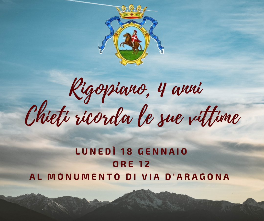 Lunedì a Chieti la Commemorazione delle vittime di Rigopiano